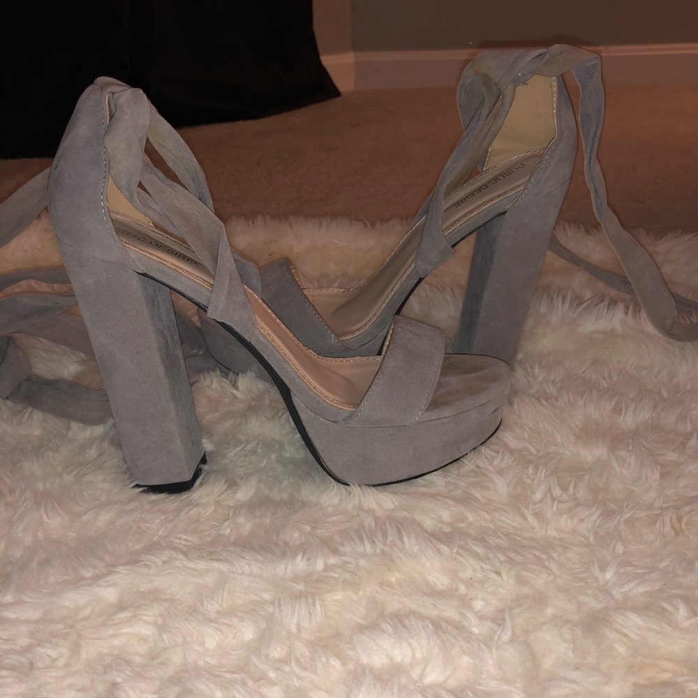 Gray Lace up Platforms